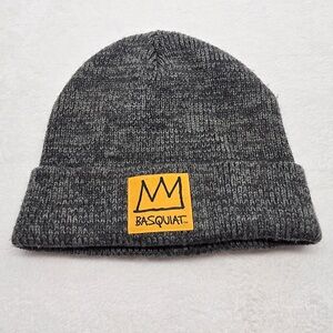 Basquiat Crown Beanie Gray Streetwear Art Knit Hat
